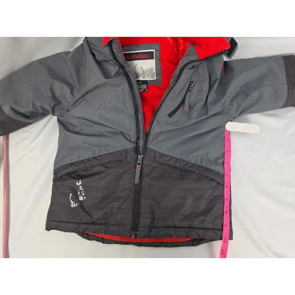 Snozu Kids Gray Puffer Jacket Hooded Fleece Lined Winter Coat 4T RN127805